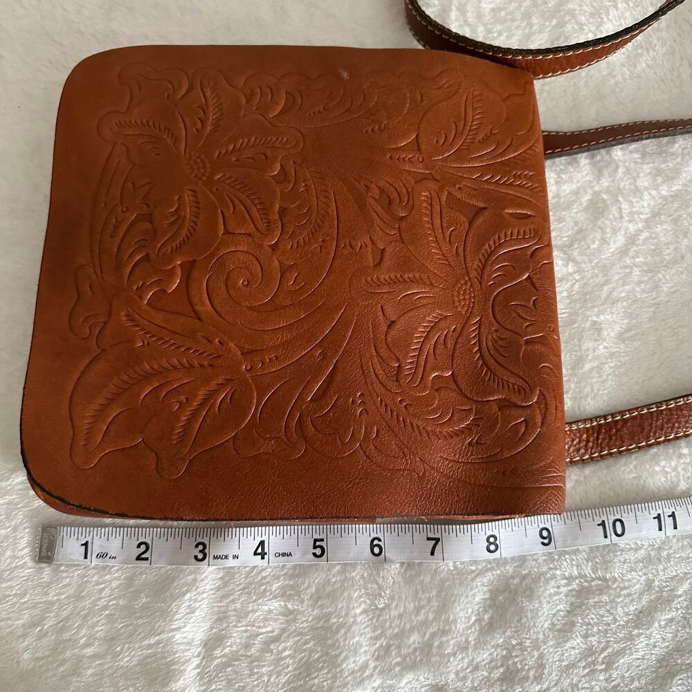 Patricia Nash Tooled Leather Crossbody Brown Floral Embossed Boho Western Bag - Picture 14 of 16